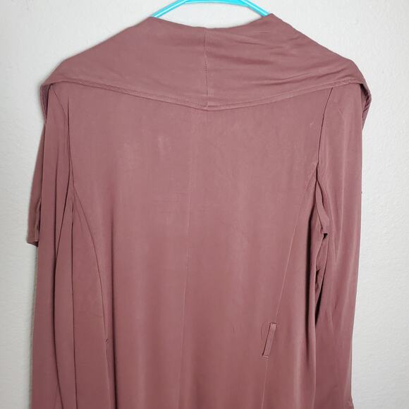 Francesca's Mauvy Plum Knit Belted Cardigan Duster Sz Small NWT Bohemian - Picture 8 of 11